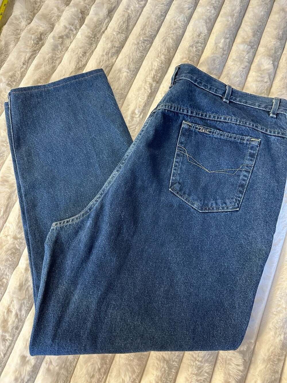 22W Chic Vtg 90s High Rise Straight Leg Blue Denim Jeans Women's
